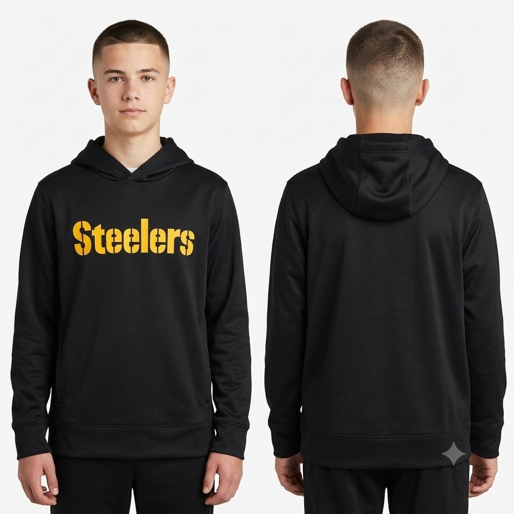 Nike Pittsburgh Steelers Hoodie Kids XL Black Performance Pullover Long Sleeve